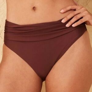 Shade & Shore Chocolate Brown Mid Rise Bikini Bottom, Size M, NWT